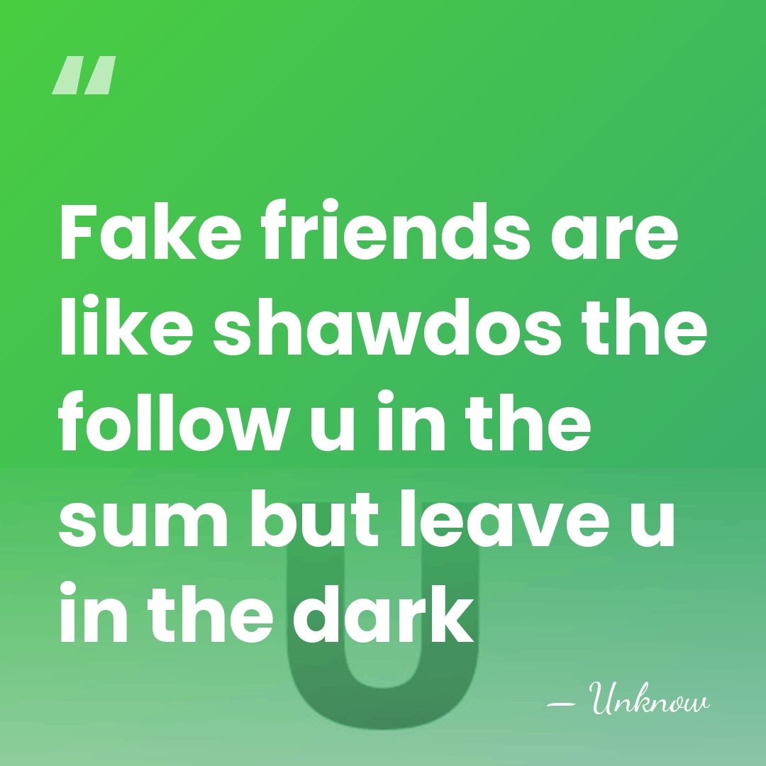 Fake friends are like shawdos the follow u in the sum but&hellip; - Unknow