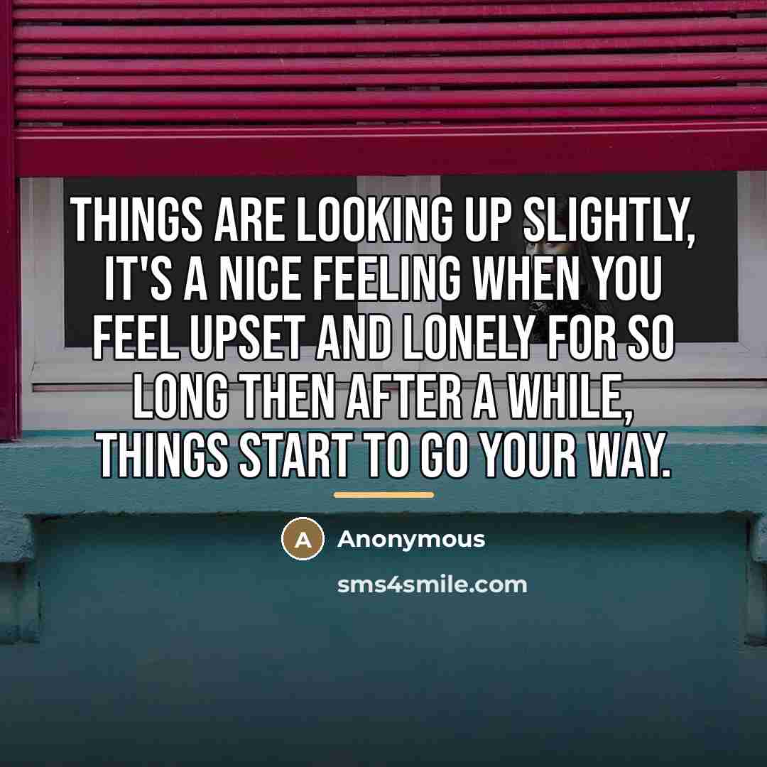 “Things are looking up slightly, it's a nice feeling when…” quote by Anonymous