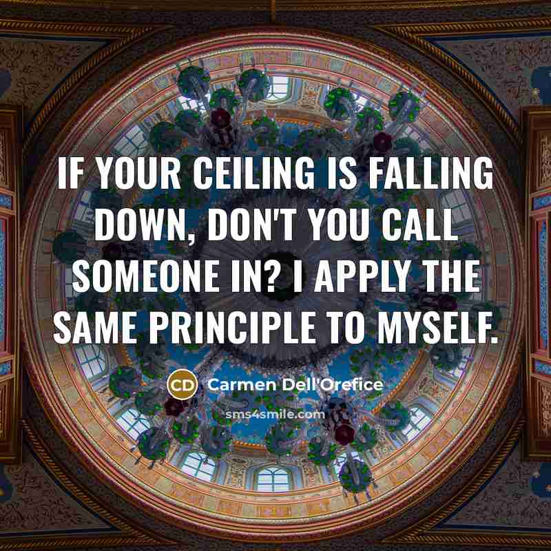 “If your ceiling is falling down, don't you call someone…” quote by Carmen Dell'Orefice