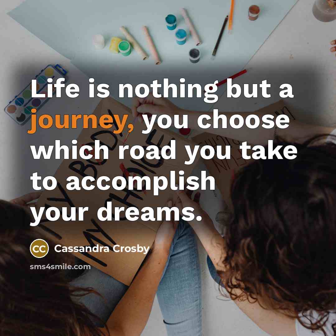 “Life is nothing but a journey, you choose which road…” quote by Cassandra Crosby