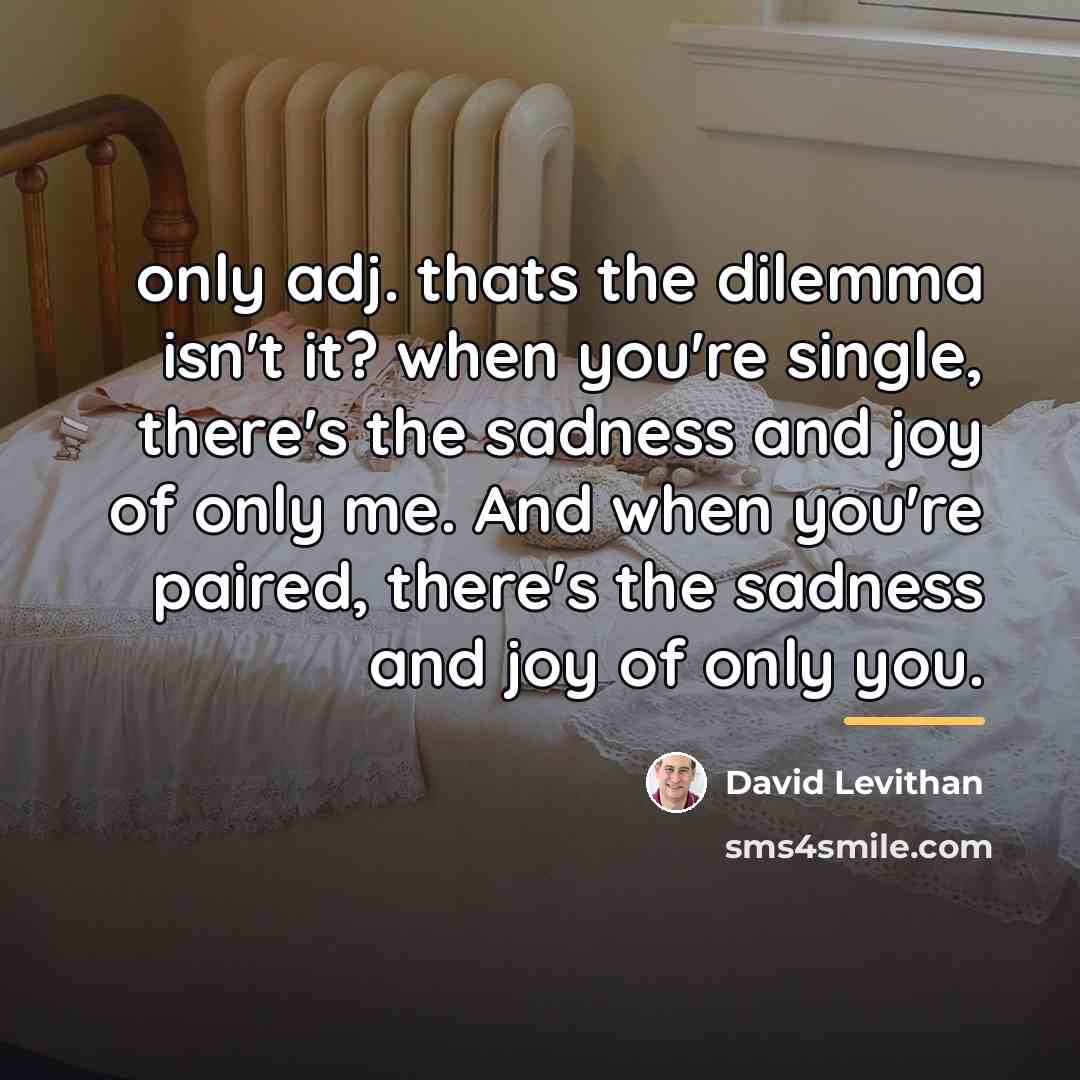 “only adj. thats the dilemma isn't it? when you're single,…” quote by David Levithan