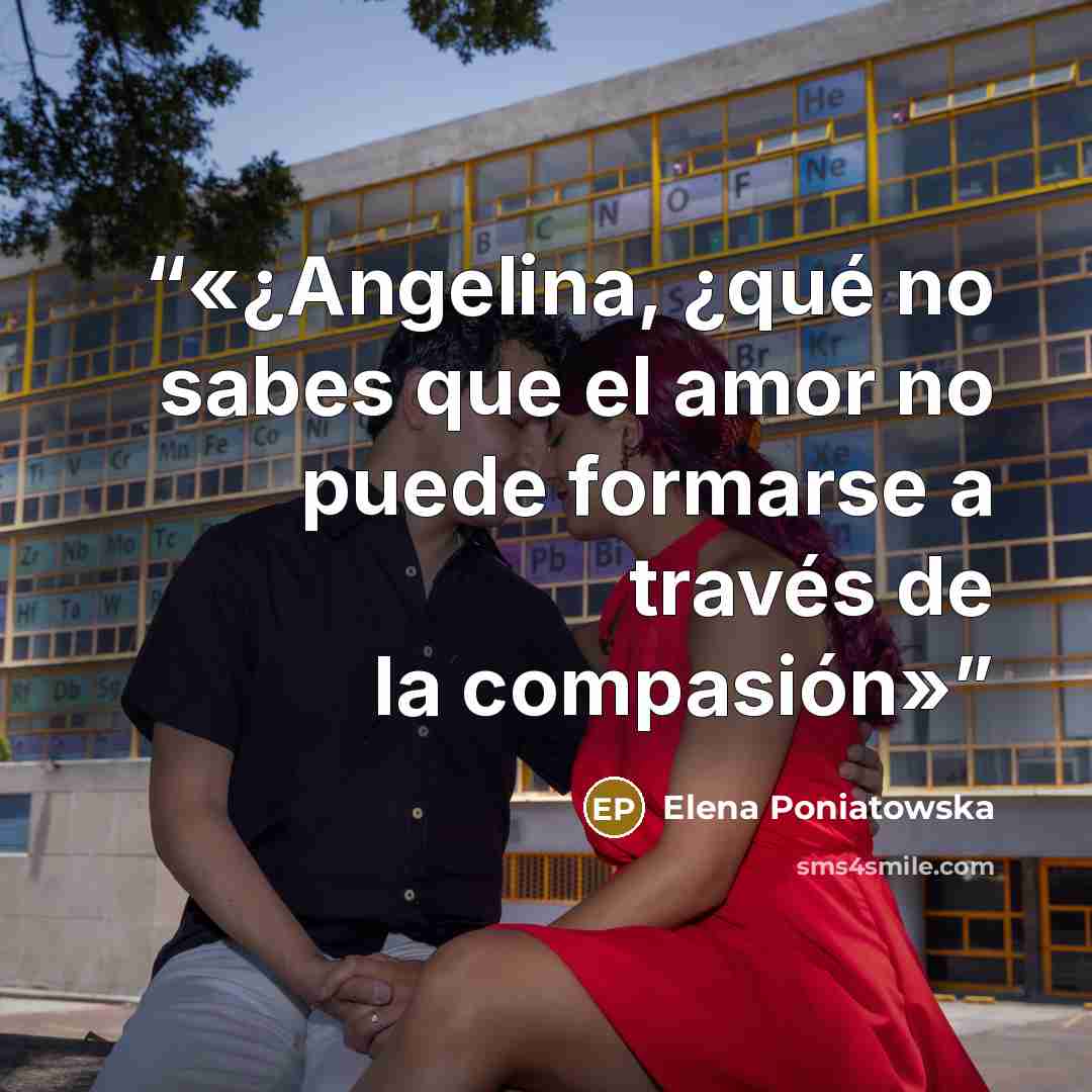 “¿Angelina, ¿qué no sabes que el amor no puede formarse a través de la compasión” quote by Elena Poniatowska
