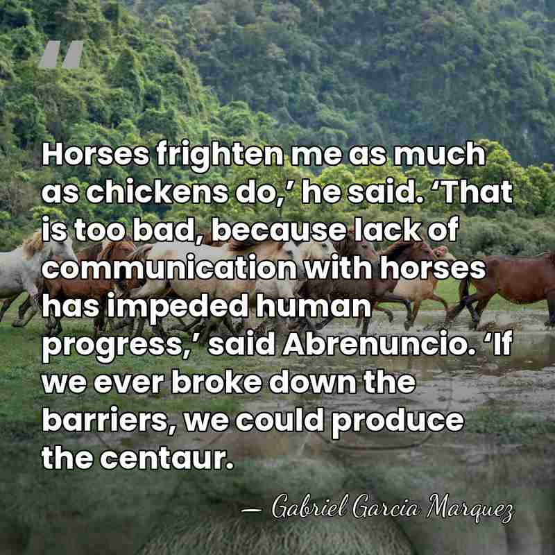 Horses frighten me as much as chickens do,’ he said. ‘That is&hellip; - Gabriel Garcia Marquez