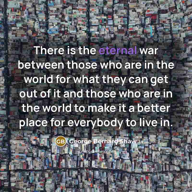 “There is the eternal war between those who are in…” quote by George Bernard Shaw