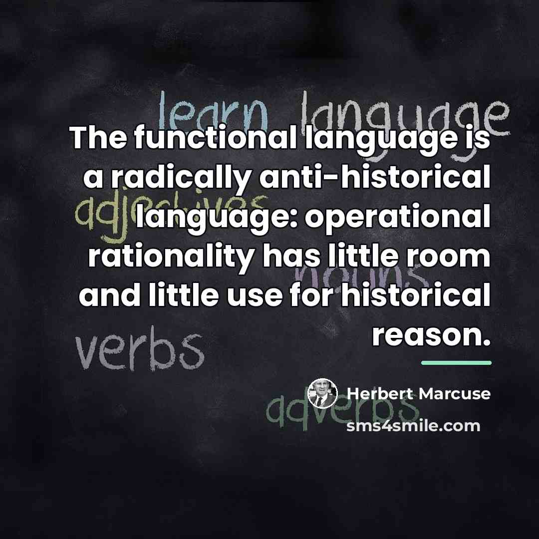 “The functional language is a radically anti-historical language: operational rationality…” quote by Herbert Marcuse