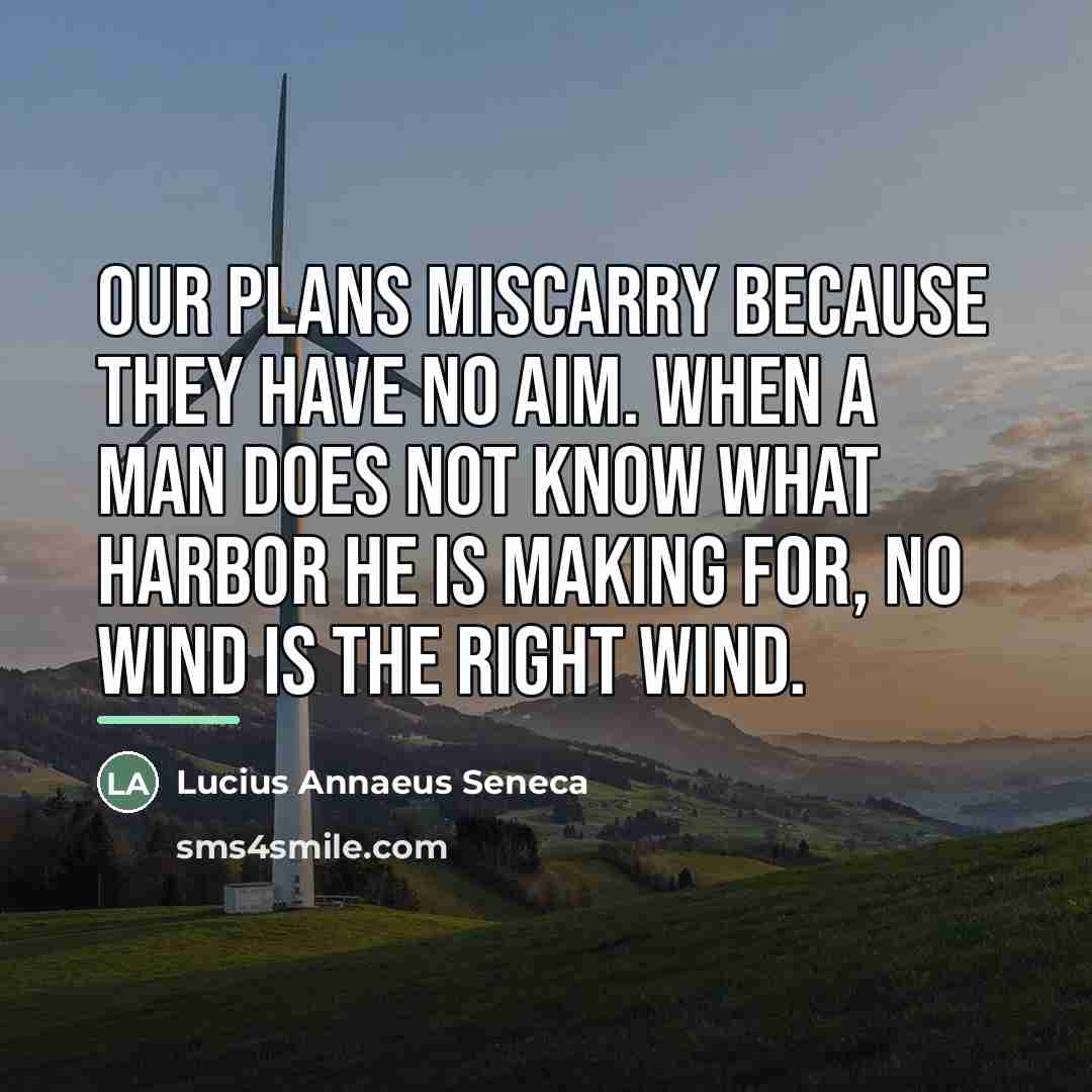 “Our plans miscarry because they have no aim. When a…” quote by Lucius Annaeus Seneca