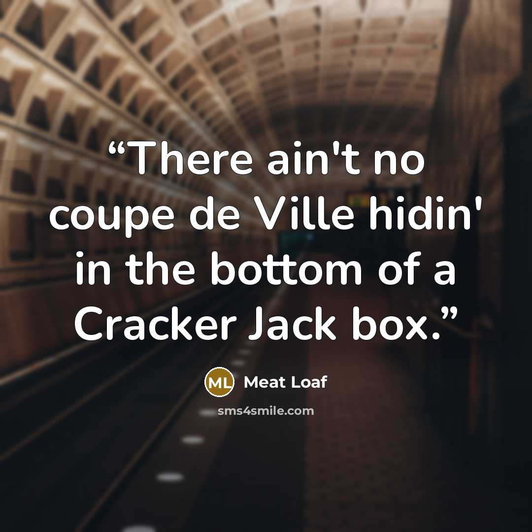 “There ain't no coupe de Ville hidin' in the bottom of a Cracker Jack box.” quote by Meat Loaf