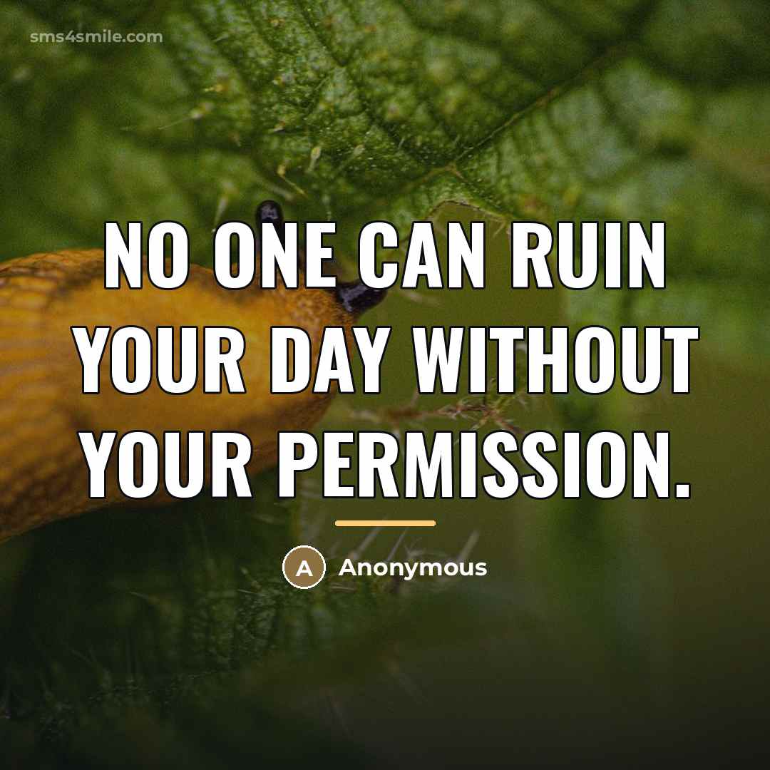 “No One Can Ruin Your Day Without YOUR Permission.…” quote by Anonymous