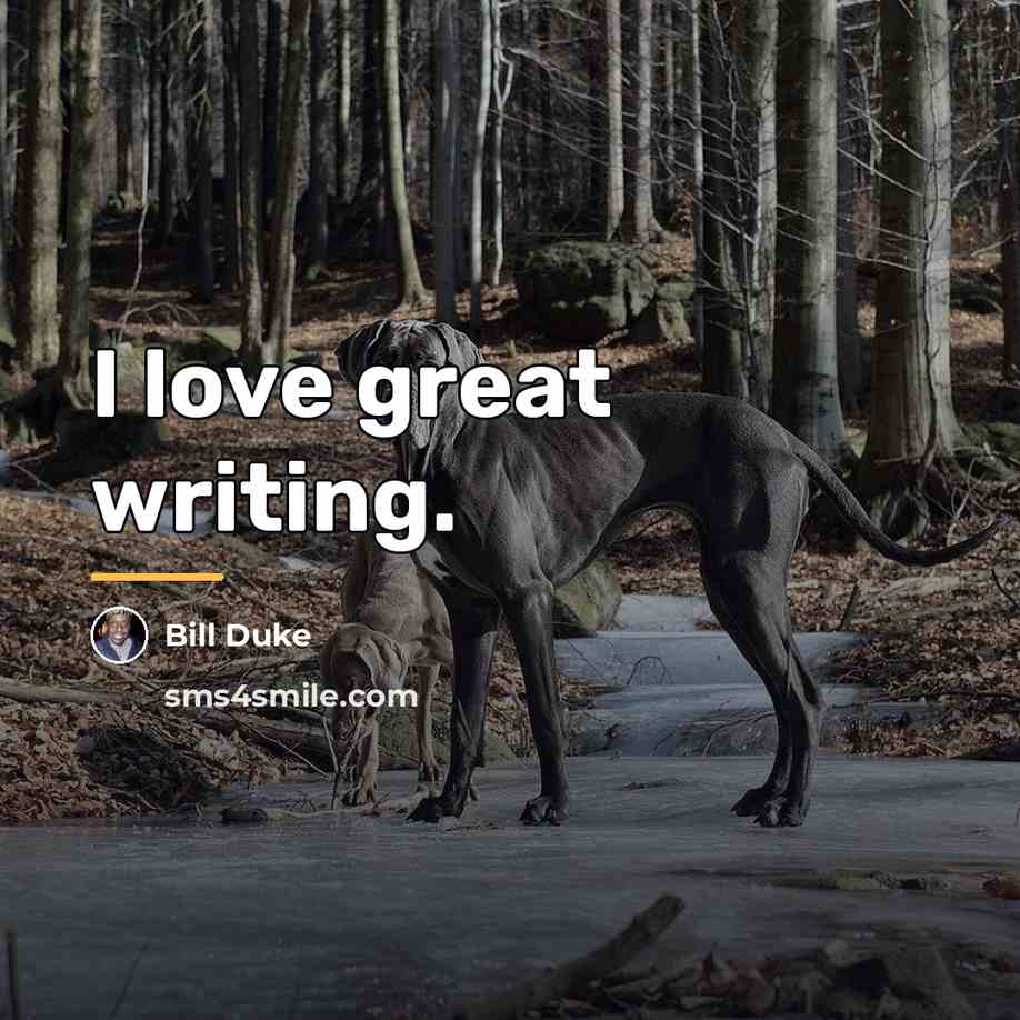 “I love great writing.…” quote by Bill Duke