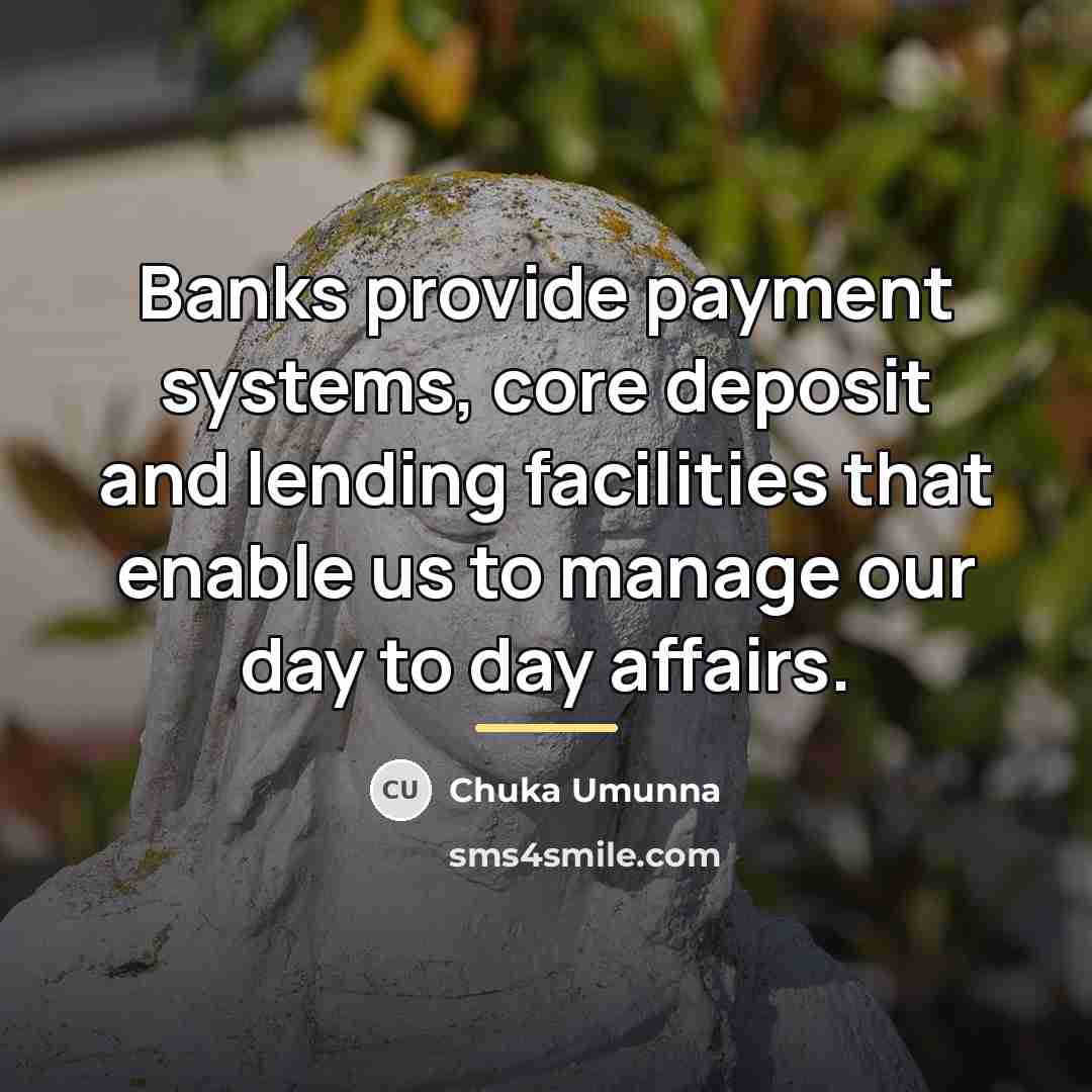 “Banks provide payment systems, core deposit and lending facilities that…” quote by Chuka Umunna