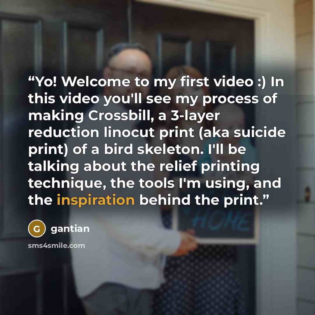 “Yo! Welcome to my first video :) In this video you'll see my process of making Crossbill, a 3-layer reduction linocut print (aka suicide print) of a bird skeleton. I'll be talking about the relief printing technique, the tools I'm using, and the inspiration behind the print.” quote by gantian