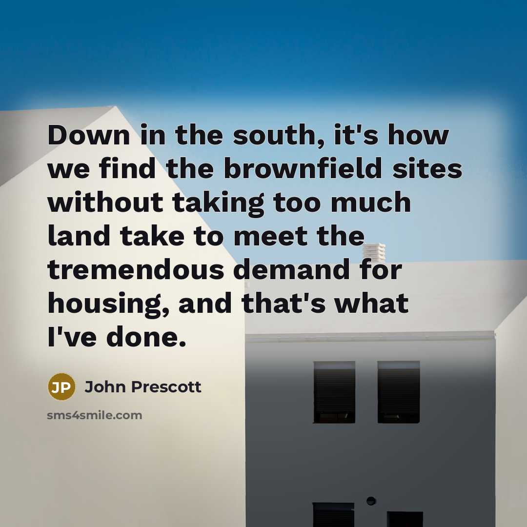 “Down in the south, it's how we find the brownfield…” quote by John Prescott