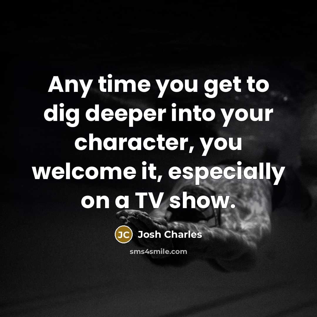 “Any time you get to dig deeper into your character,…” quote by Josh Charles