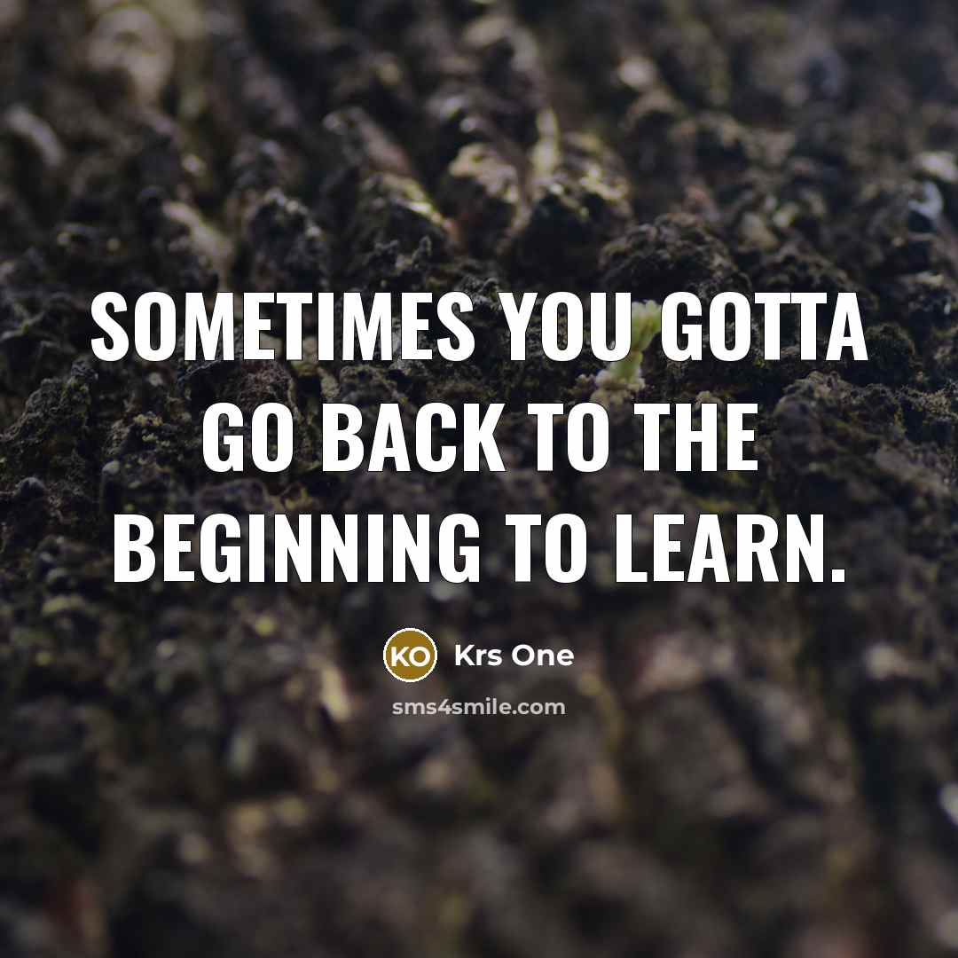 “Sometimes you gotta go back to the beginning to learn.” quote by Krs One