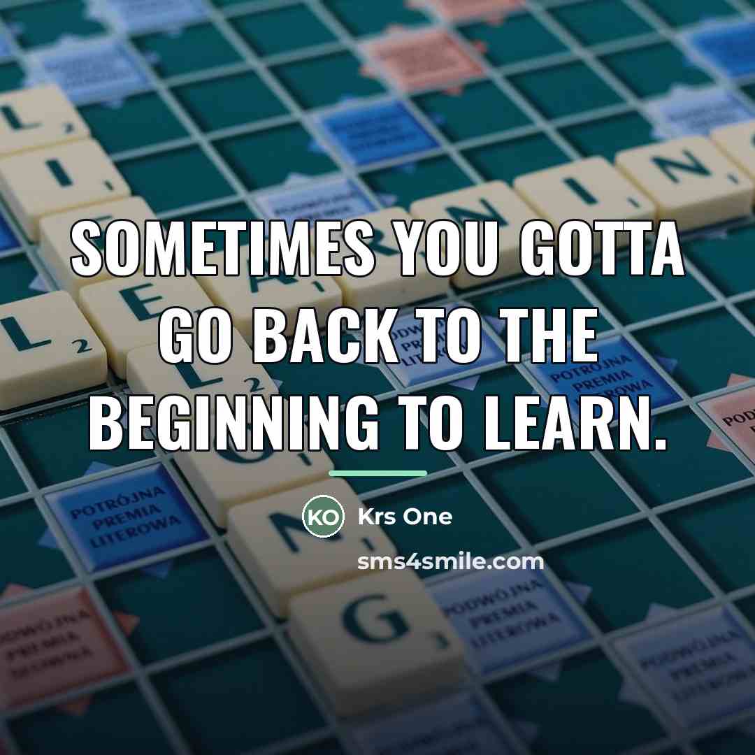 “Sometimes you gotta go back to the beginning to learn.…” quote by Krs One