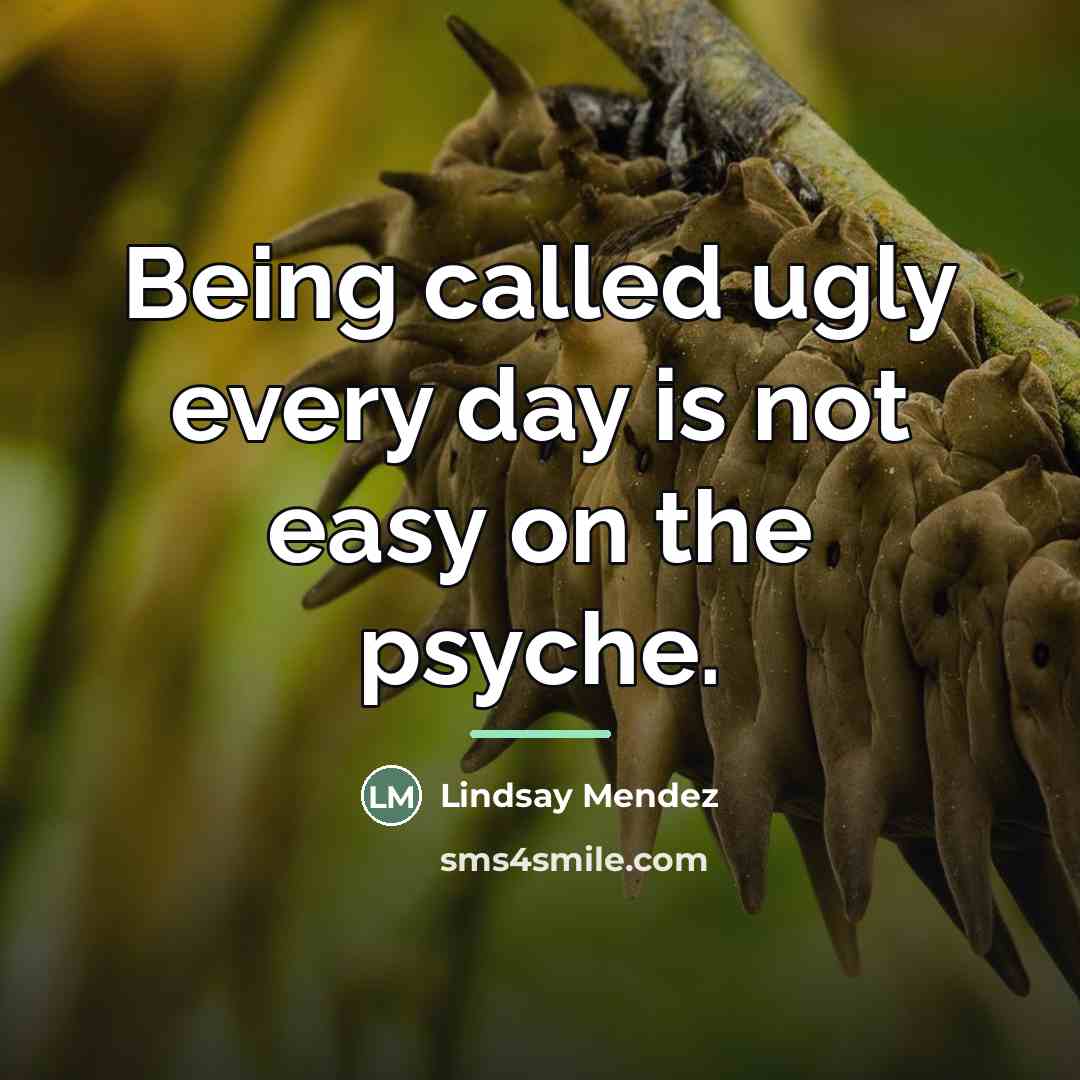 “Being called ugly every day is not easy on the…” quote by Lindsay Mendez