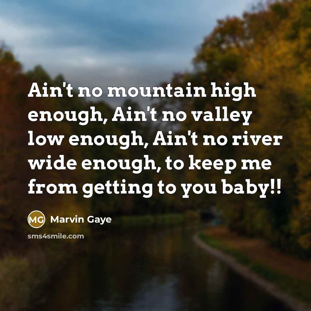 “Ain't no mountain high enough, Ain't no valley low enough,…” quote by Marvin Gaye
