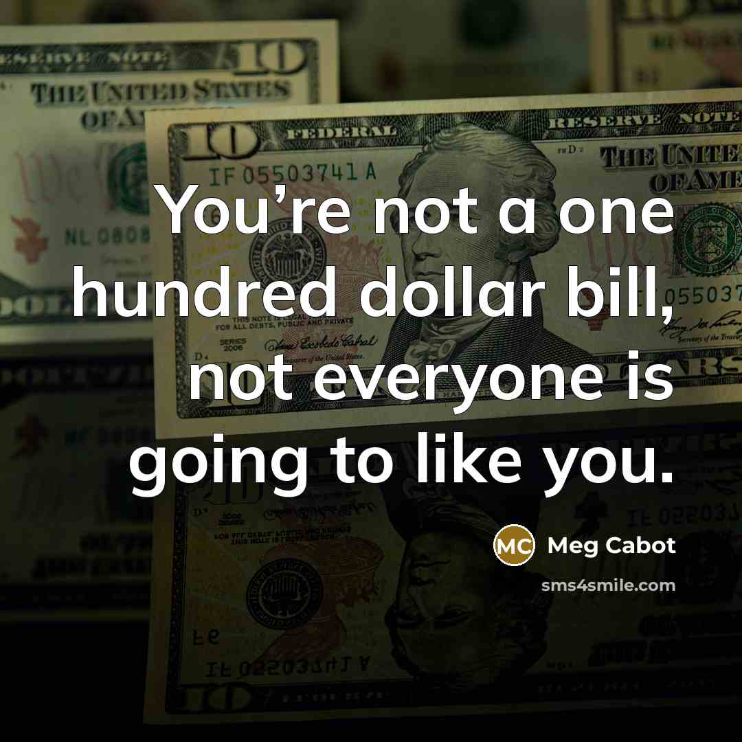 “You’re not a one hundred dollar bill, not everyone is…” quote by Meg Cabot