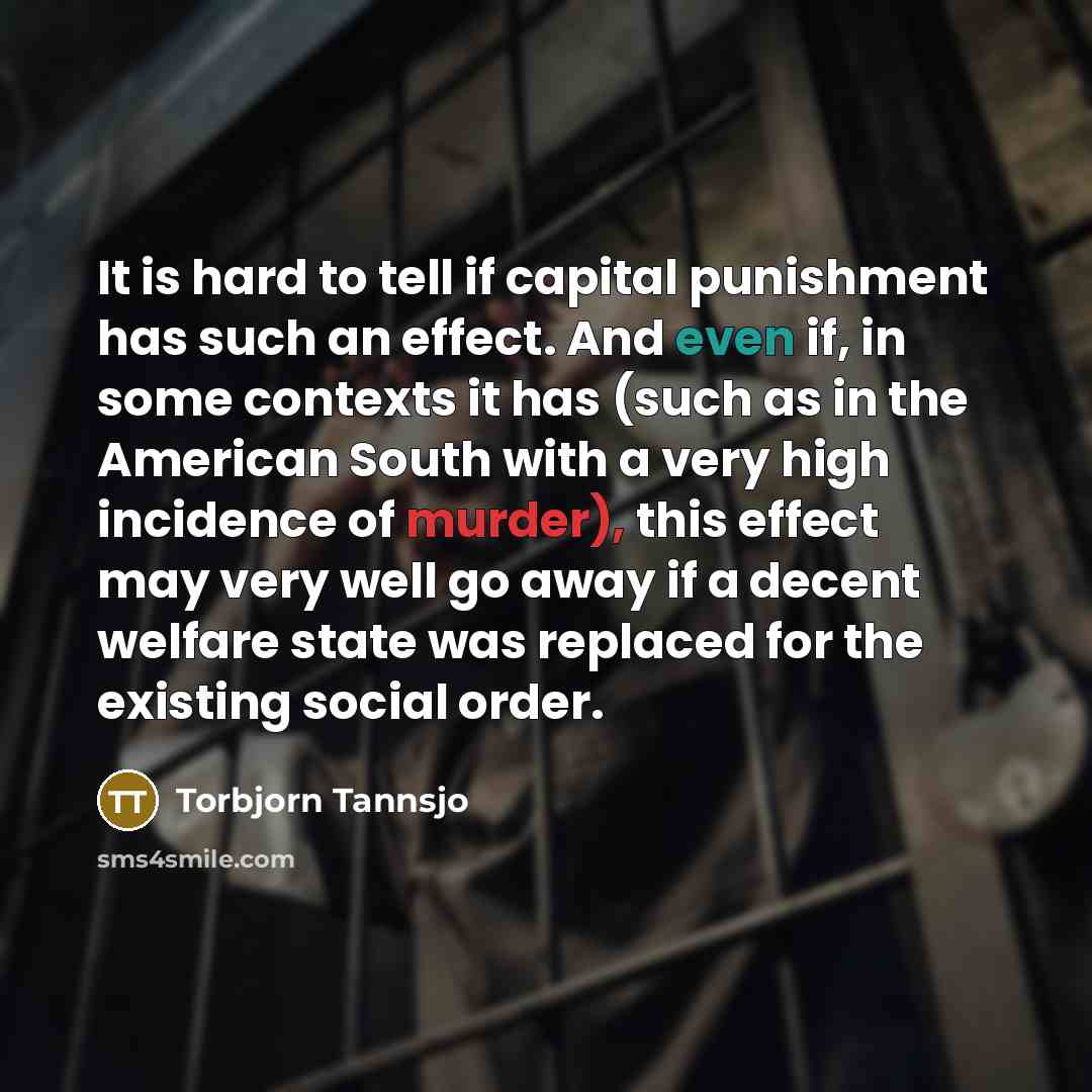 “It is hard to tell if capital punishment has such…” quote by Torbjorn Tannsjo