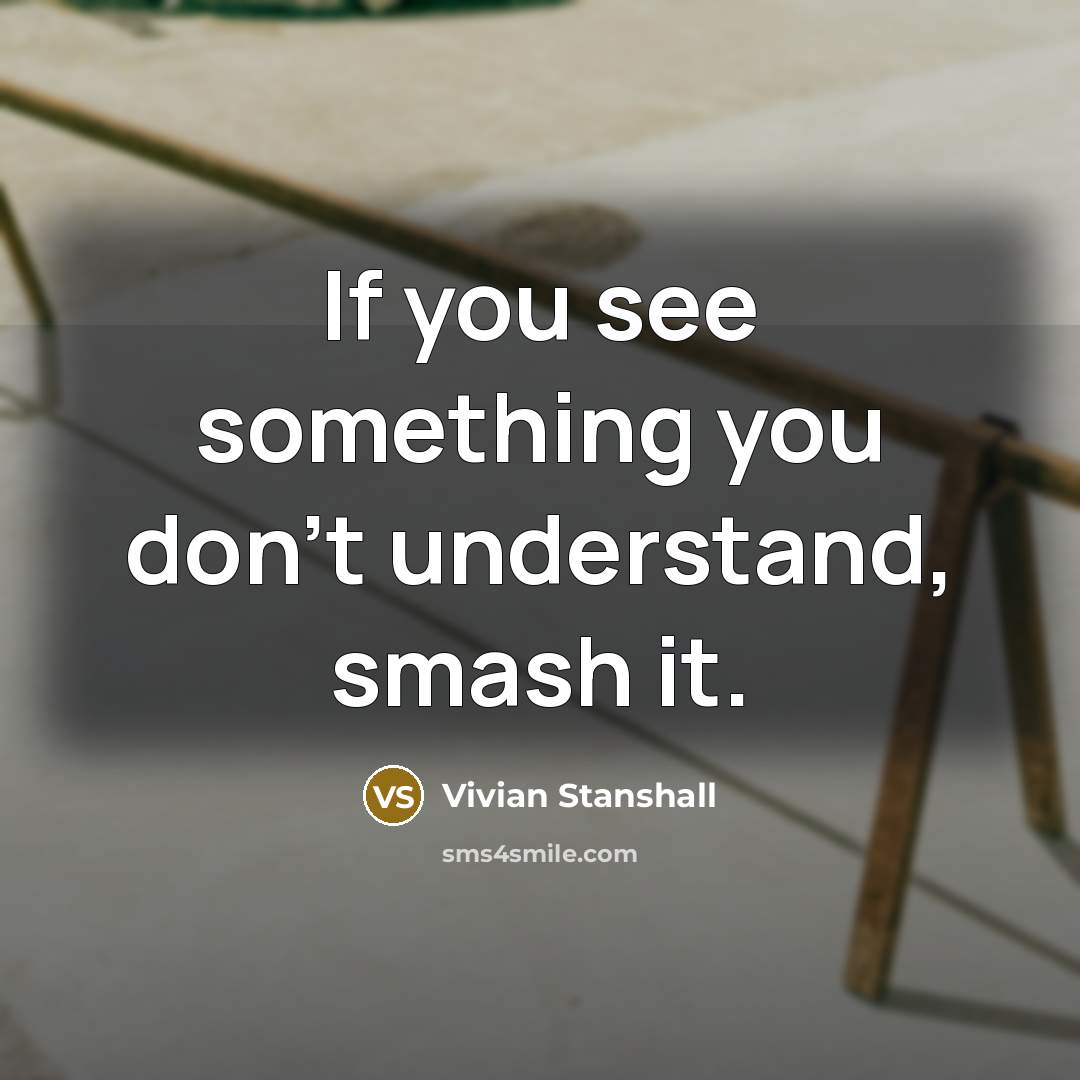 “If you see something you don't understand, smash it.…” quote by Vivian Stanshall