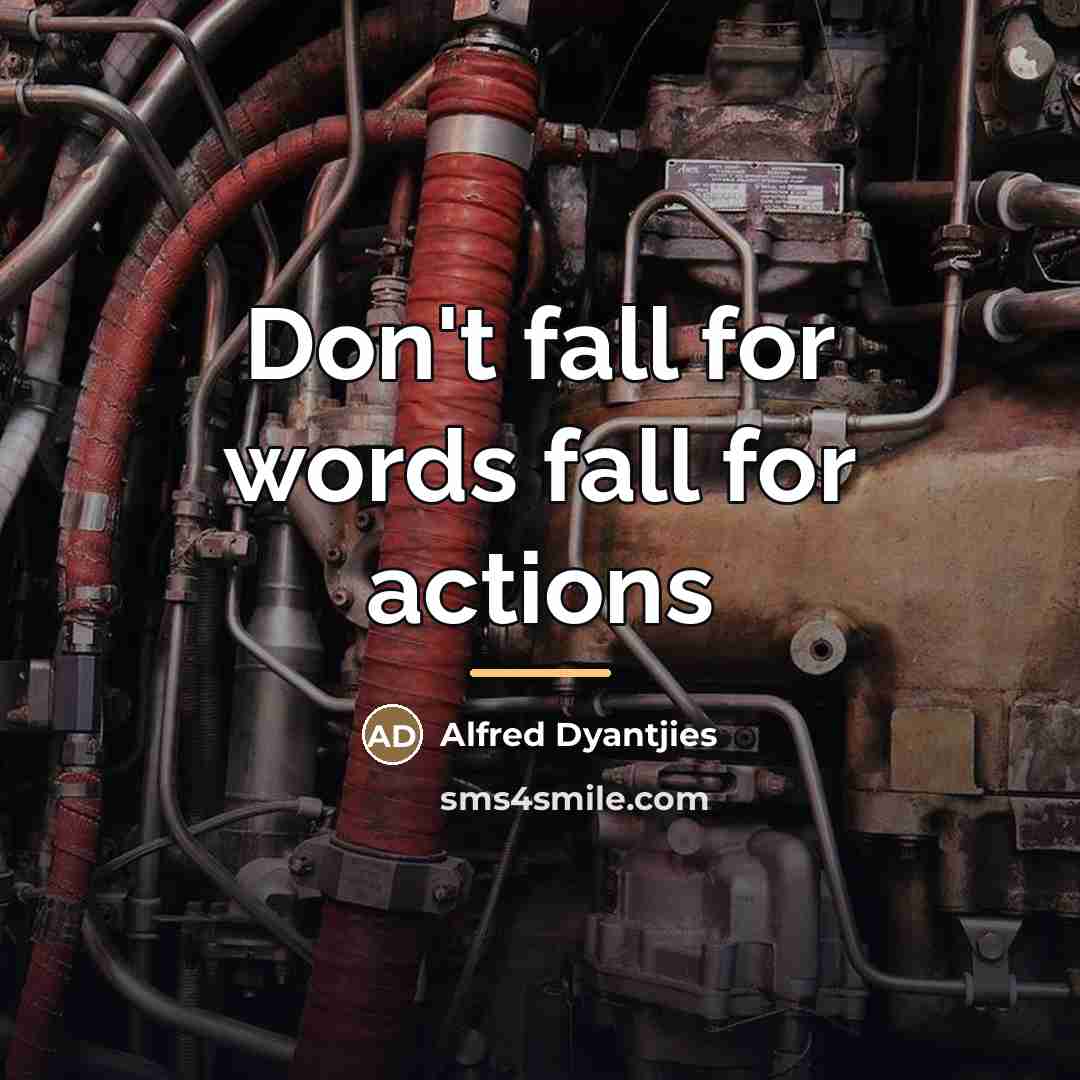 “Don't fall for words fall for actions…” quote by Alfred Dyantjies