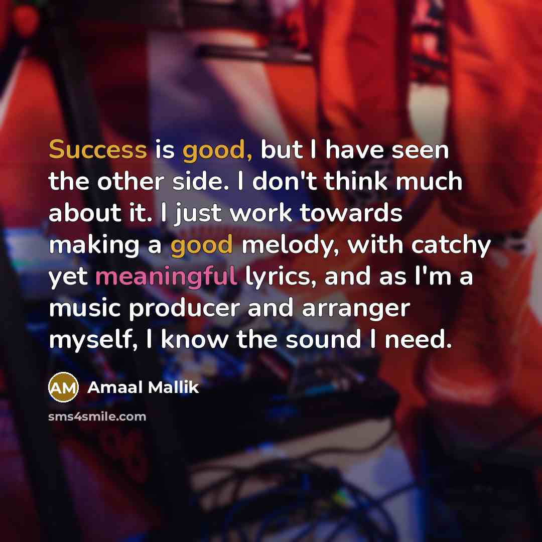 “Success is good, but I have seen the other side.…” quote by Amaal Mallik