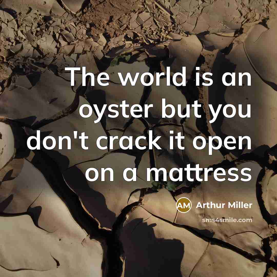 “The world is an oyster but you don't crack it…” quote by Arthur Miller
