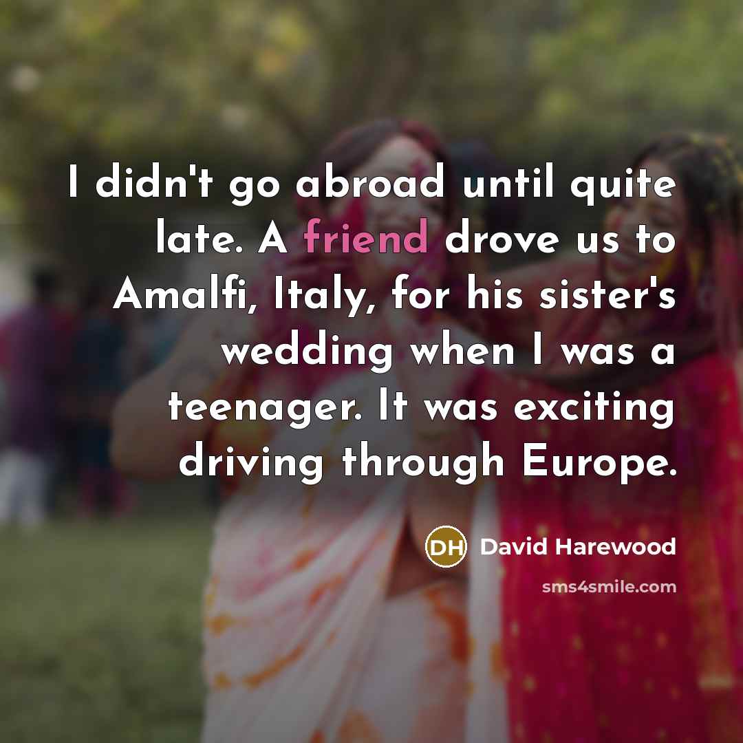 “I didn't go abroad until quite late. A friend drove…” quote by David Harewood