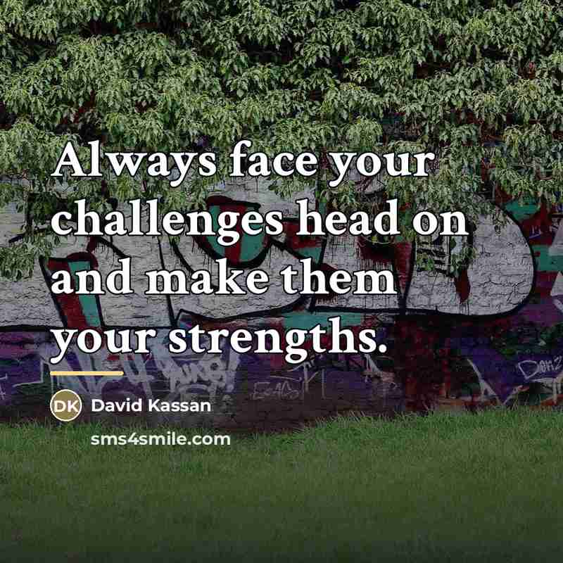 “Always face your challenges head on and make them your…” quote by David Kassan