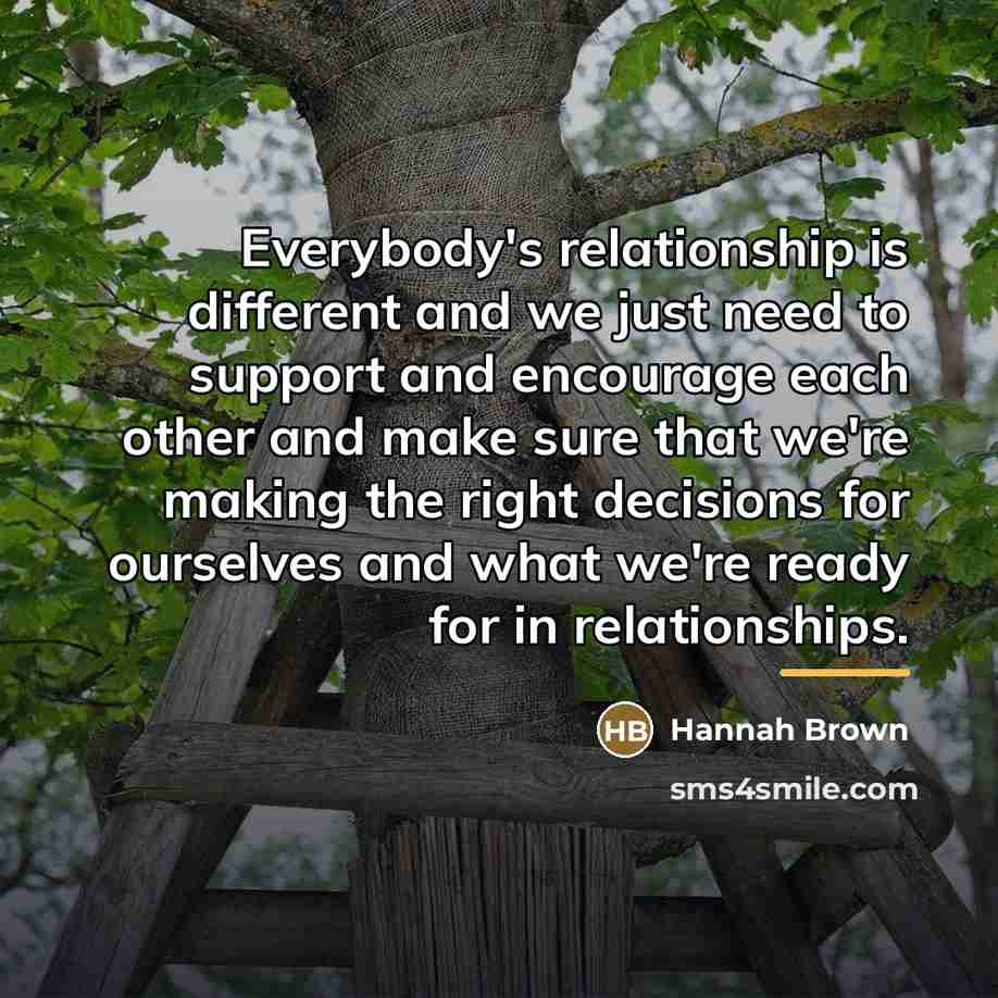 “Everybody's relationship is different and we just need to support…” quote by Hannah Brown