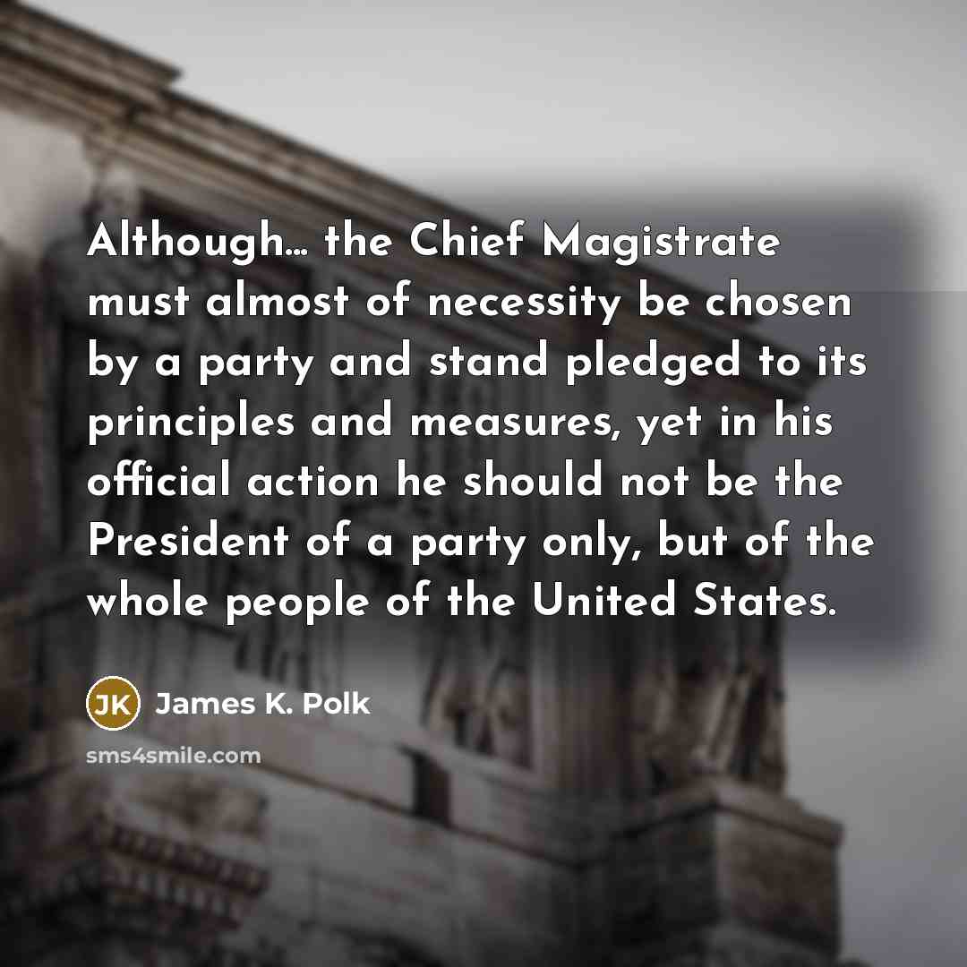 “Although... the Chief Magistrate must almost of necessity be chosen…” quote by James K. Polk