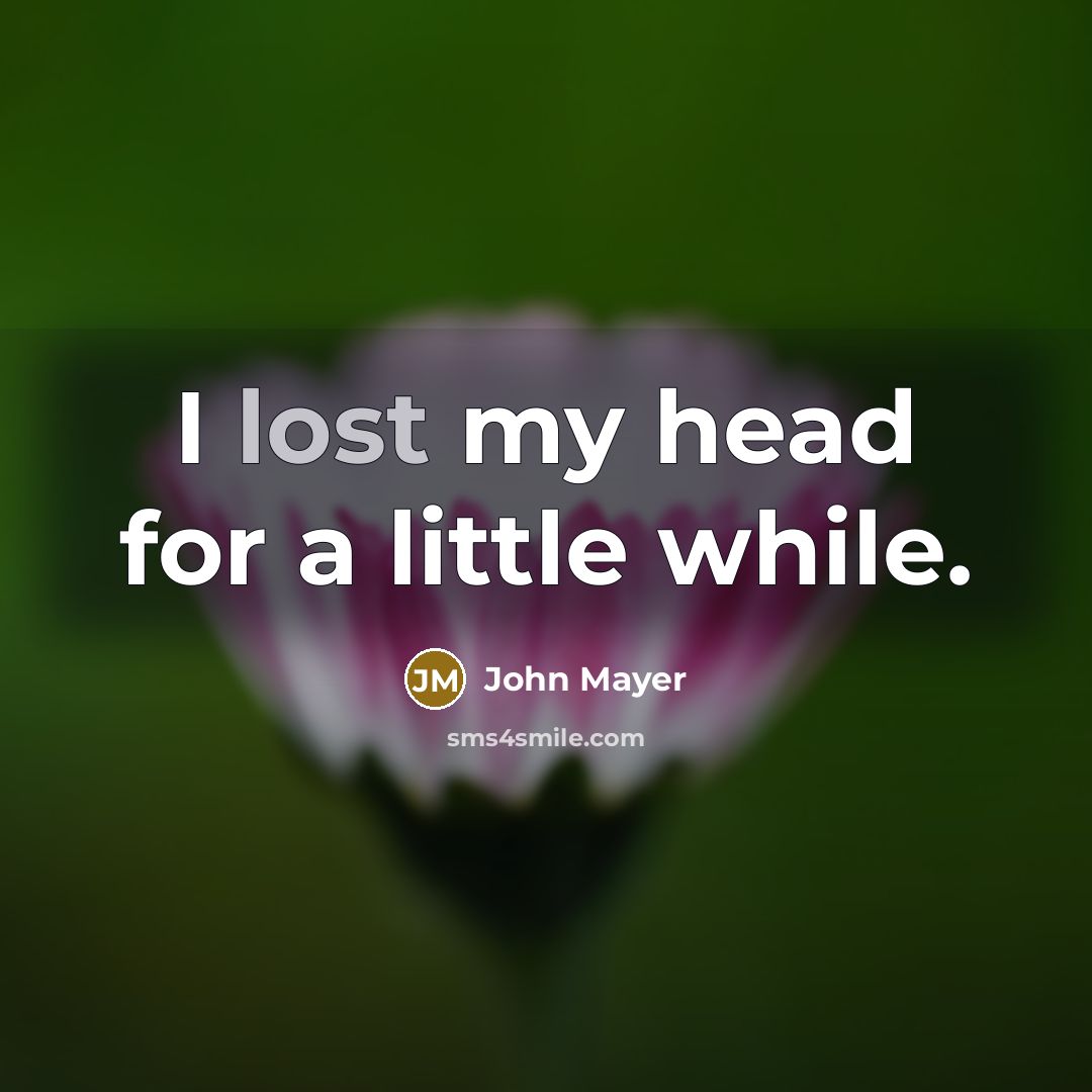 “I lost my head for a little while.…” quote by John Mayer