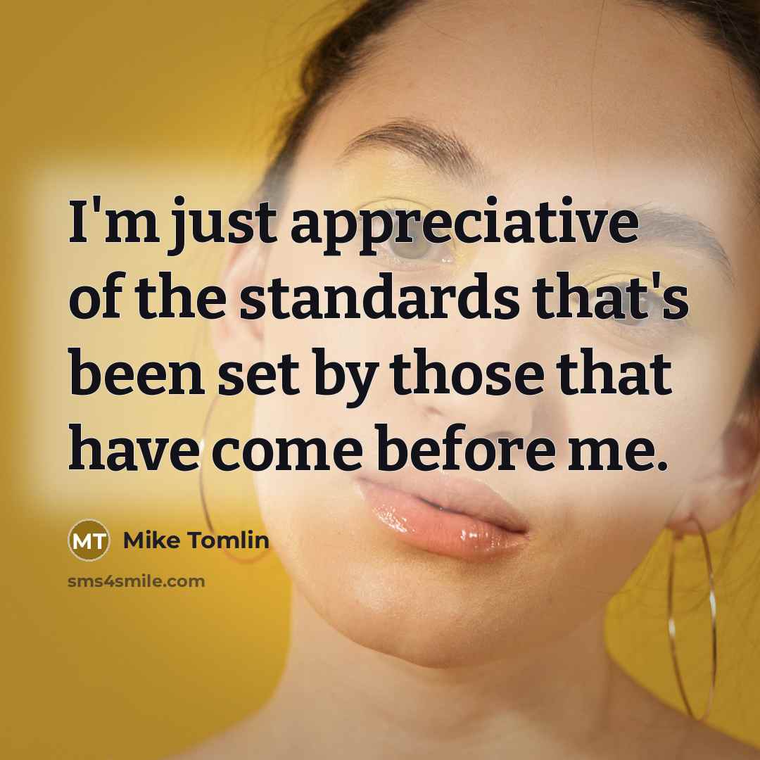 “I'm just appreciative of the standards that's been set by…” quote by Mike Tomlin