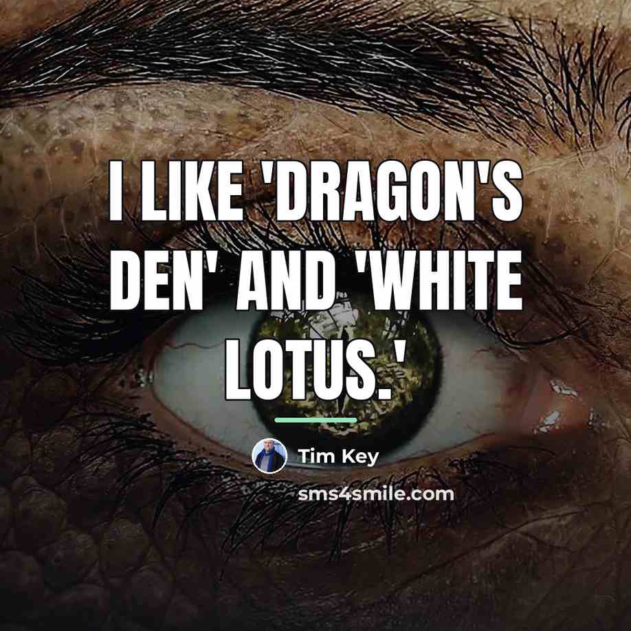 “I like 'Dragon's Den' and 'White Lotus.'…” quote by Tim Key
