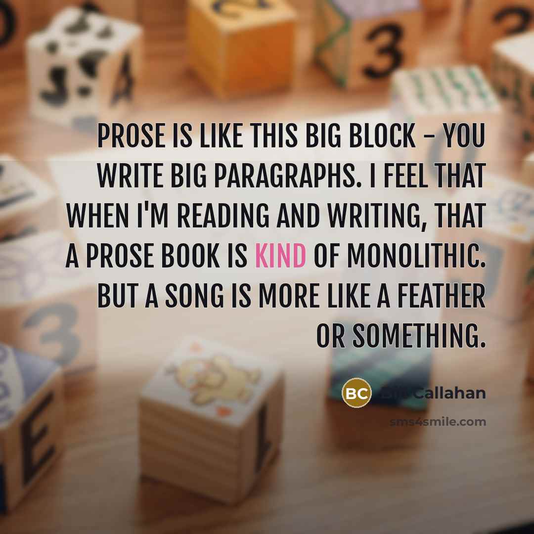 “Prose is like this big block - you write big…” quote by Bill Callahan