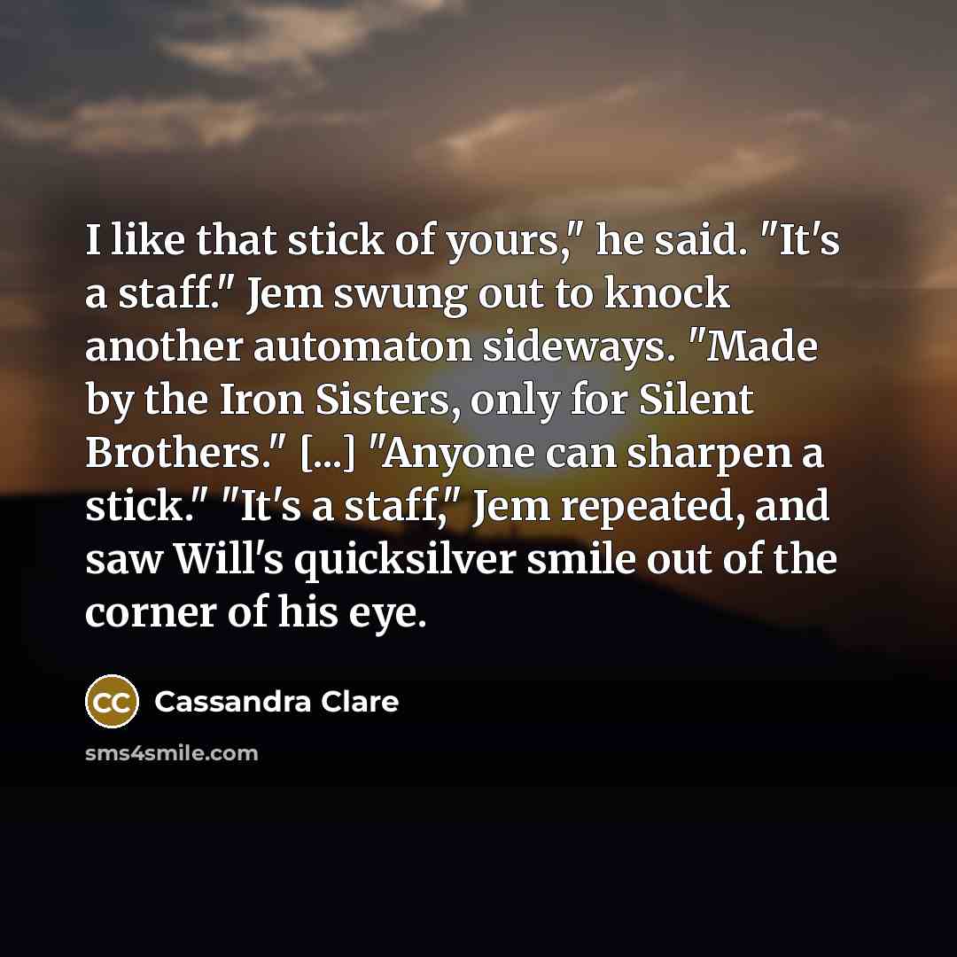 “I like that stick of yours," he said. "It's a…” quote by Cassandra Clare