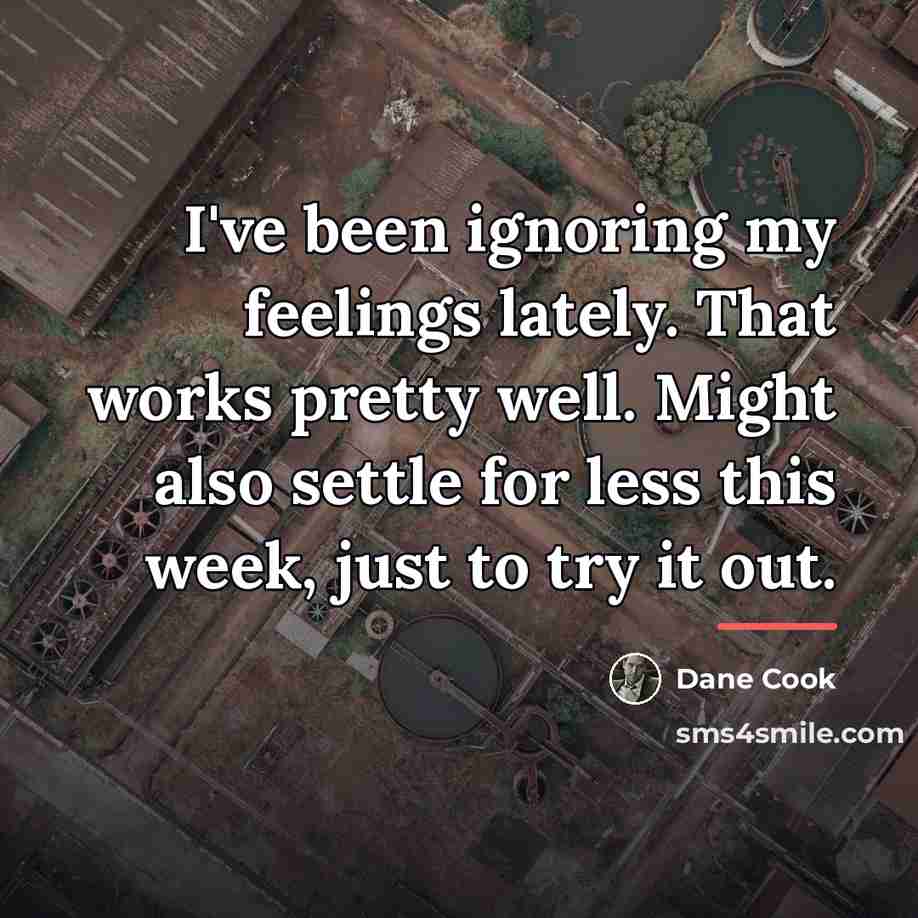 “I've been ignoring my feelings lately. That works pretty well.…” quote by Dane Cook