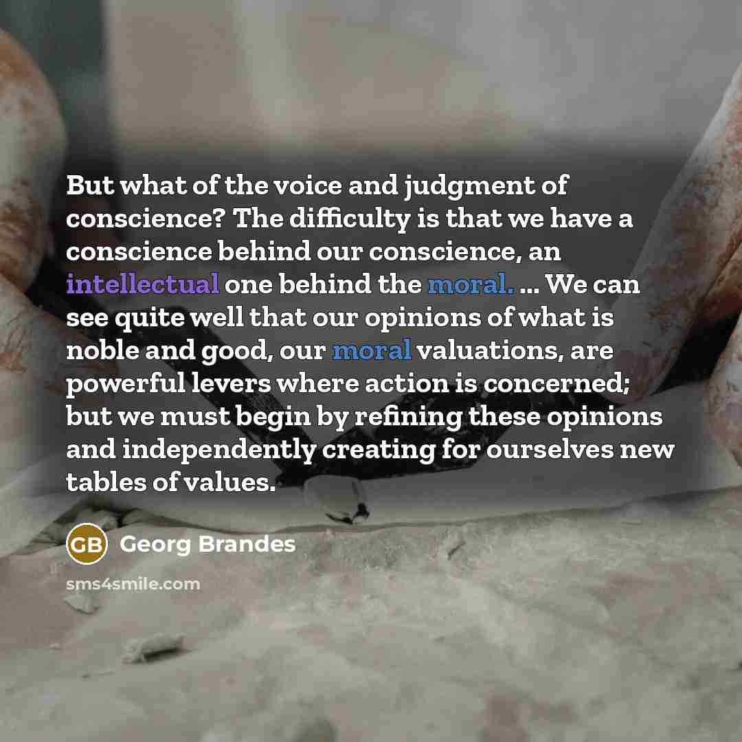 “But what of the voice and judgment of conscience? The…” quote by Georg Brandes