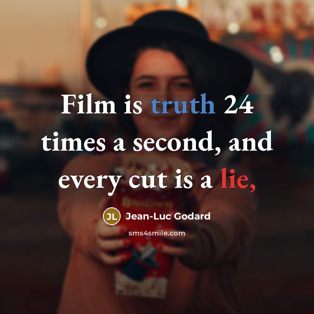 “Film is truth 24 times a second, and every cut…” quote by Jean-Luc Godard