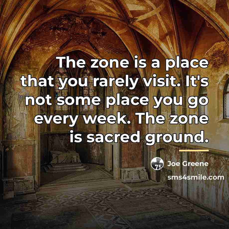“The zone is a place that you rarely visit. It's…” quote by Joe Greene