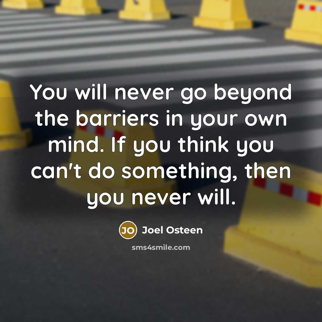 “You will never go beyond the barriers in your own…” quote by Joel Osteen