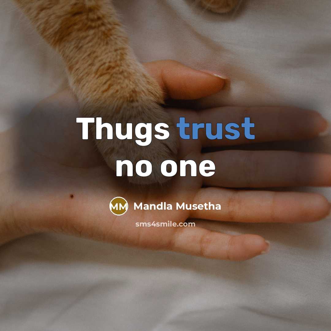 “Thugs trust no one” quote by Mandla Musetha