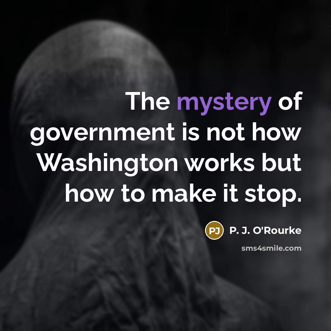 “The mystery of government is not how Washington works but…” quote by P. J. O'Rourke