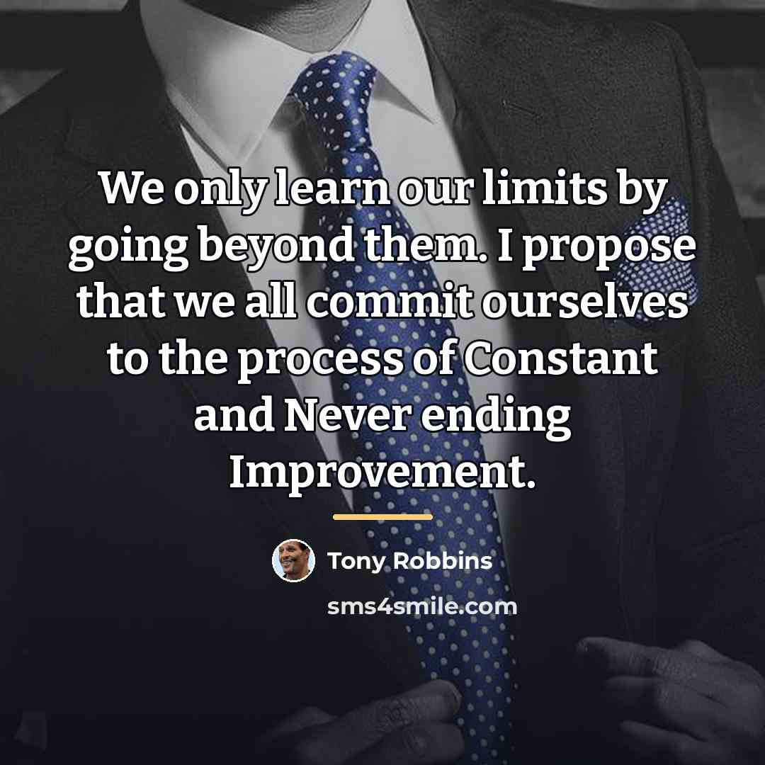 “We only learn our limits by going beyond them. I…” quote by Tony Robbins