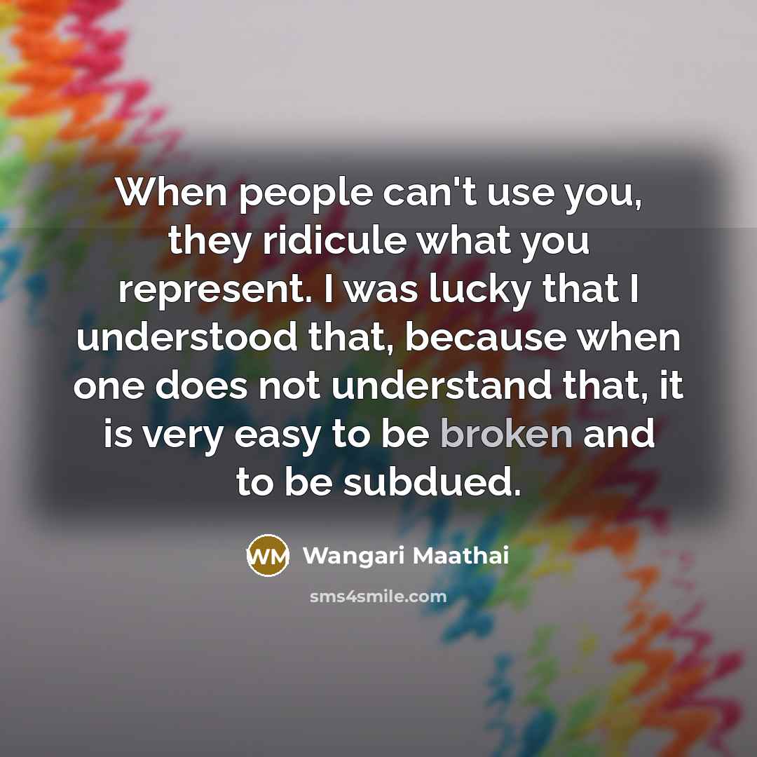 “When people can't use you, they ridicule what you represent.…” quote by Wangari Maathai