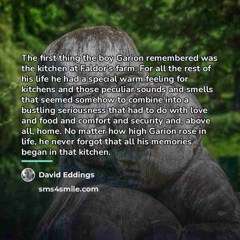 “The first thing the boy Garion remembered was the kitchen…” quote by David Eddings