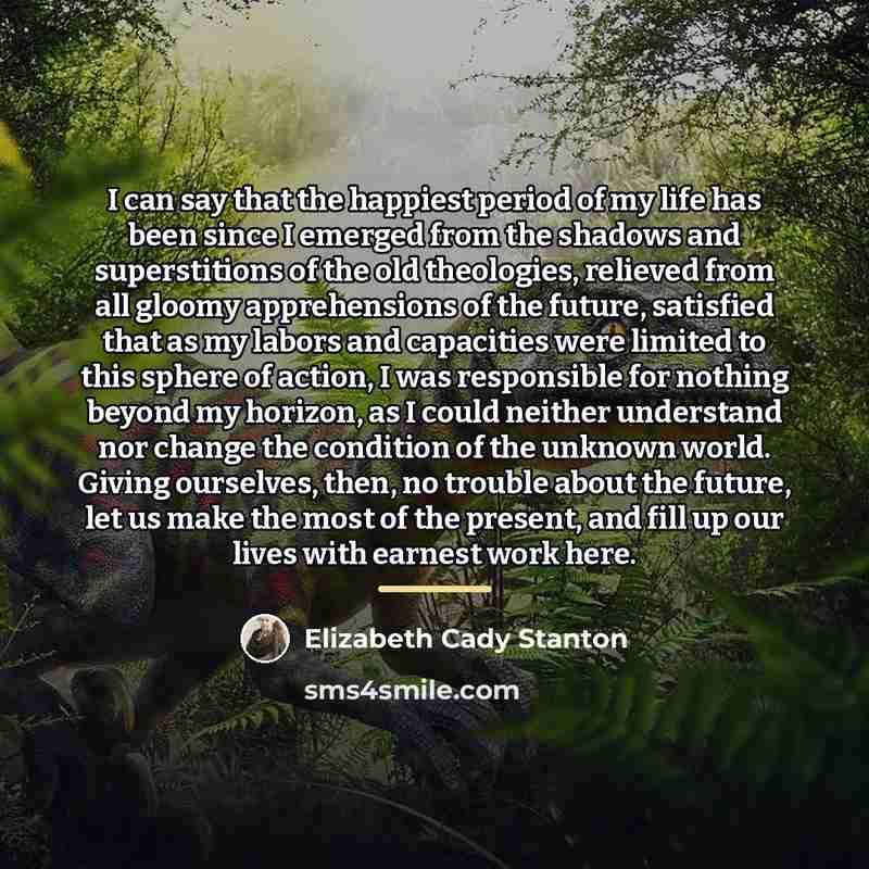 “I can say that the happiest period of my life…” quote by Elizabeth Cady Stanton