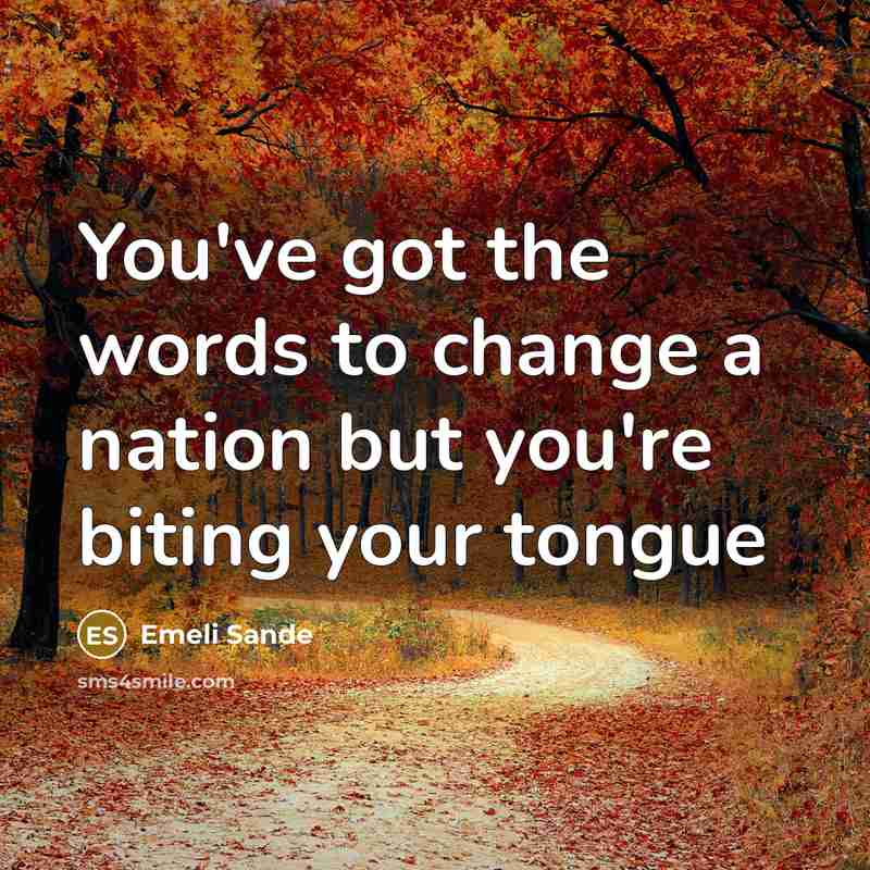 “You've got the words to change a nation but you're…” quote by Emeli Sande