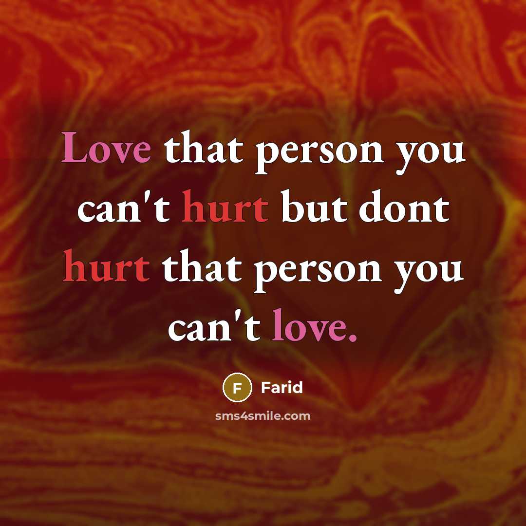 “Love that person you can't hurt but dont hurt that…” quote by Farid