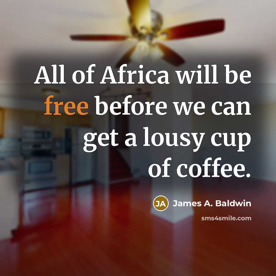 “All of Africa will be free before we can get a lousy cup of coffee.” quote by James A. Baldwin
